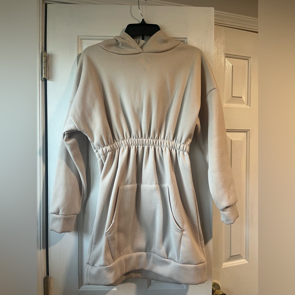 NWT • Hooded Sweater Dress • Cream • S